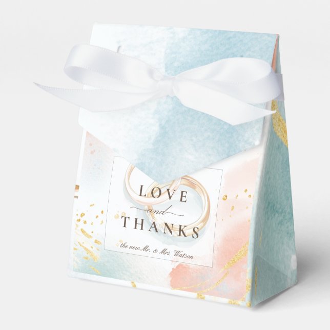 Två gyllene vigselringar presentaskar (Framsidan Sidan)