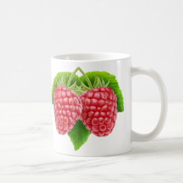 Två hallon på löv kaffemugg