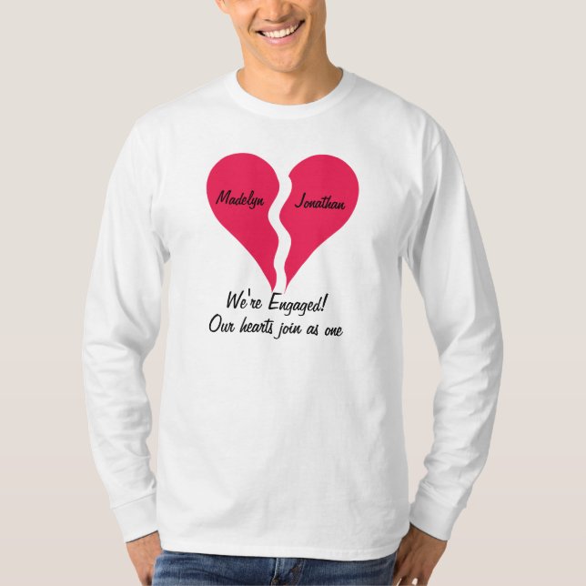 Två halvhandshearter Går med som en Kärlek Förlovn Tee Shirt (Framsida)