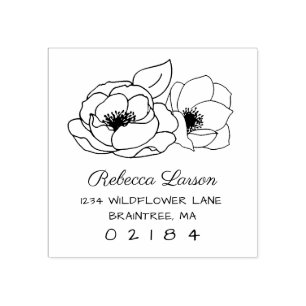 Två Hand plockade Anemone Flowers Returadress Stämpel