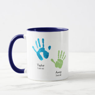 Två handavtryck Vi kärlek dig, Mamma! Anpassningsb Mugg