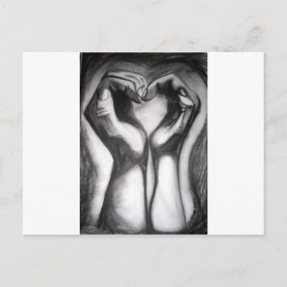 två händer - ett hjärta vykort