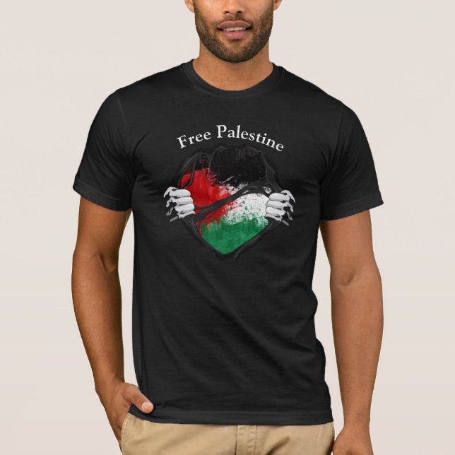 Två Händer-fria Palestina stomized T-Shir T Shirt (Framsida)