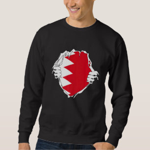 Två Händer öppnar Bahrain Flagga Chest Bahraini Ch Lång Ärmad Tröja