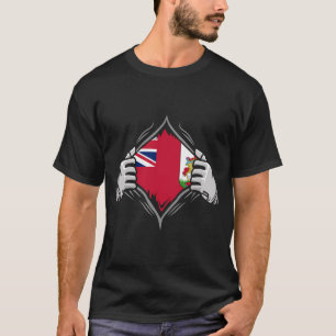 Två Händer Ripping Revealing Flagga av Bermuda T Shirt