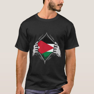 Två Händer Ripping Revealing Flagga Jordanien T Shirt