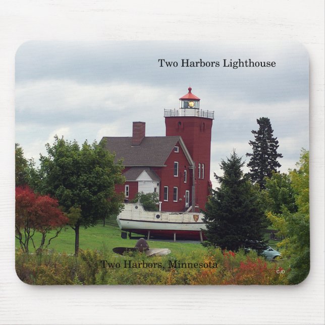 Två Harbors Lighthouse & Boat moussepad Musmatta (Framsidan)