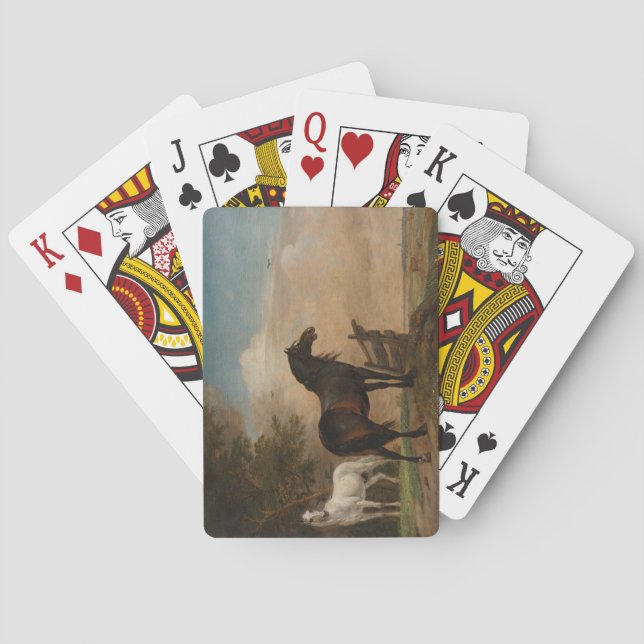 Två hästar i en Meadow nära Grind (Paulus Potter) Casinokort (Baksidan)