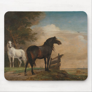 Två hästar i en Meadow nära Grind (Paulus Potter) Musmatta