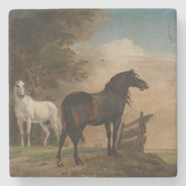 Två hästar i en Meadow nära Grind (Paulus Potter) Stenunderlägg