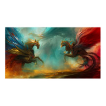 Två hästar poster modern abstrakt art 2