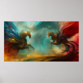 Två hästar poster modern abstrakt art 2