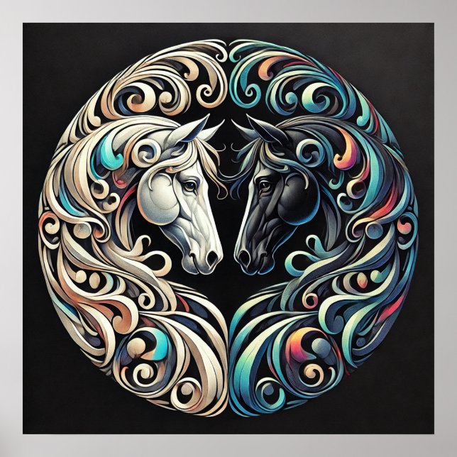Två hästhuvuden vända mot varandra poster (Framsidan)