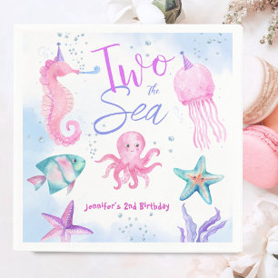 Två havets Sjöjungfru 2:a födelsedag Cute Ocean Pappersservett