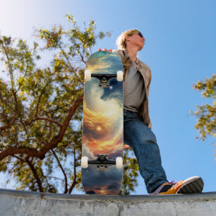 Två havsmonster jagar varandra, fantasinriktad mini skateboard bräda 18,5 cm