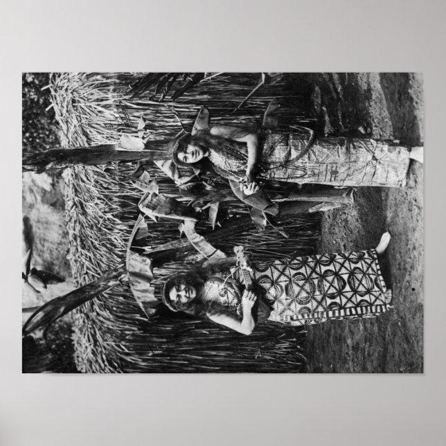 Två hawaiiska kvinnor med Ukalaléfotografi Poster (Framsidan)