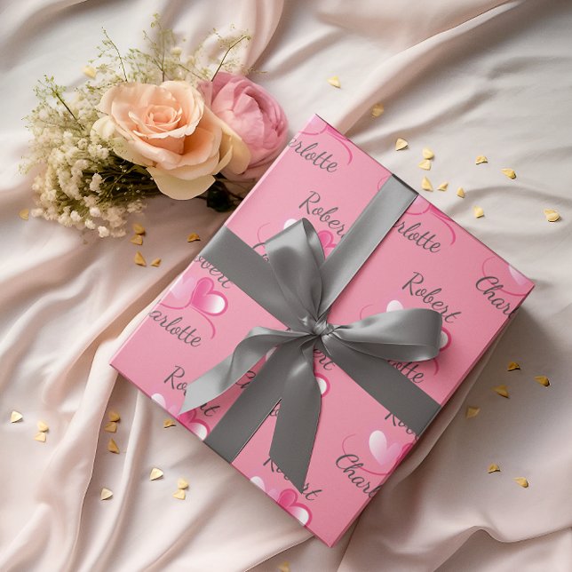 Två Hearter Möts som ett anpassade Bröllop Presentpapper (Skapare uppladdad)