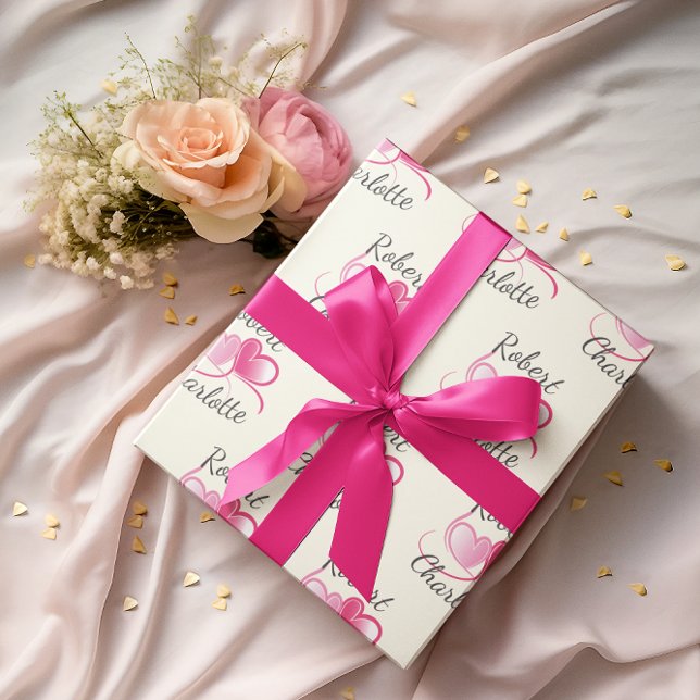 Två Hearter Möts som ett anpassade Bröllop Presentpapper (Skapare uppladdad)