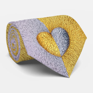 Två Hearter som en Guld Silver Bröllop Slips