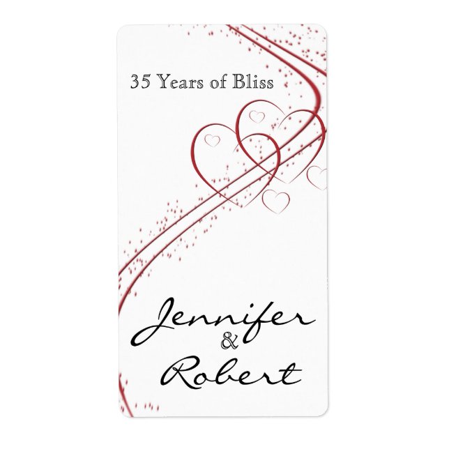 Två Hearter som ett årsjubileum Vin-etikett Fraktsedel (Framsidan)