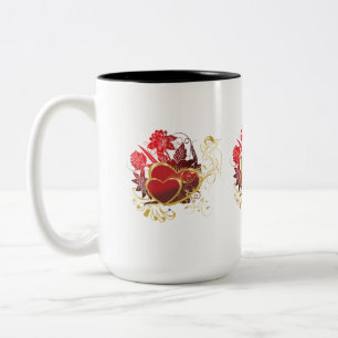 Två Hearts Bouquet Två-Tonad Mugg