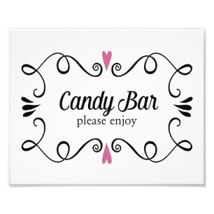 Två Hearts Candy Pub Buffet Bröllop-tecken Fototryck