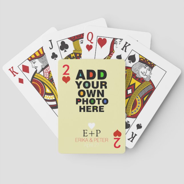 Två Hearts Kärlek Bröllop Photo Casinokort (Baksidan)
