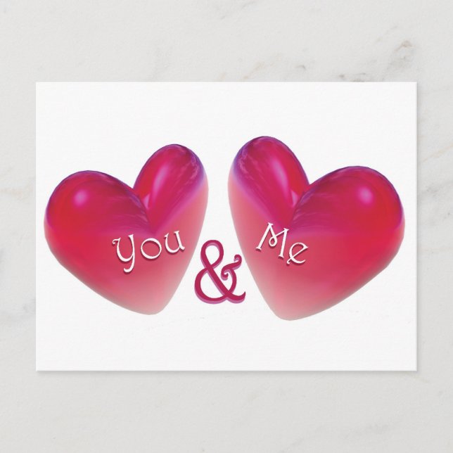 Två Hearts Romantic Vykort (Framsida)