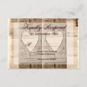 Två Hearts Rustic Shutters Bröllop OSA Cards. Kort
