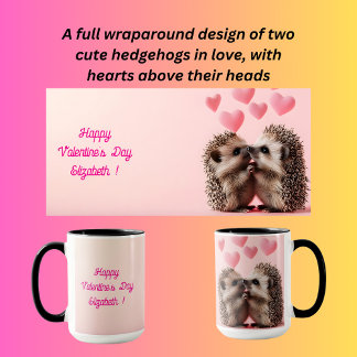 Två hedgehogs som kuddar för valentins dag mugg