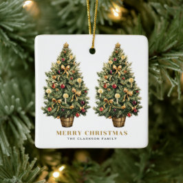 Två helgdagar vid jul Träd Guld God jul Julgransprydnad Keramik