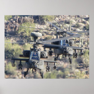 Två helikoptrar för AH-64 Apache Poster