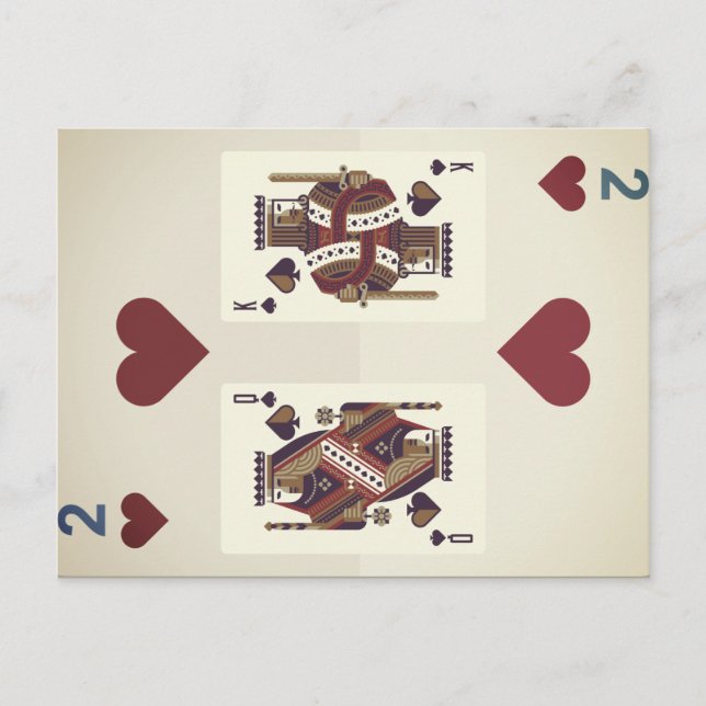 Två hjärtan - drottning och Kung Vykort (Framsida)