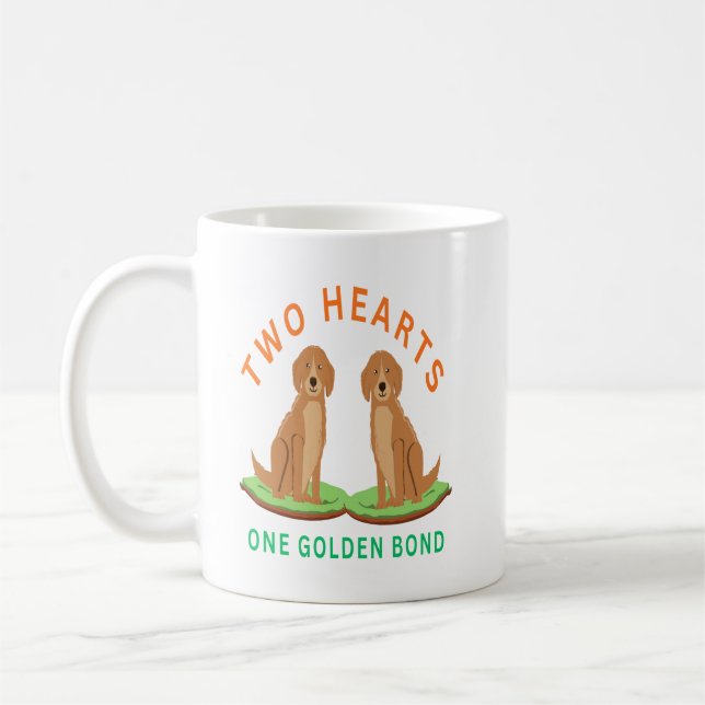 Två hjärtan, en gyllene bindning kaffemugg (Vänster)