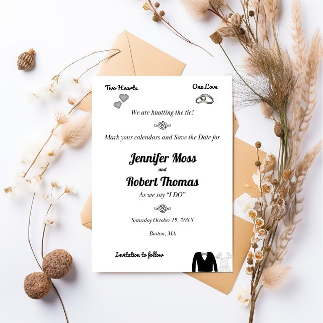 Två hjärtan, en kärlek, knyter båndet, spara datum spara datumet (Skapare uppladdad)