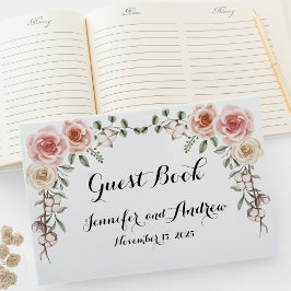 Två hjärtan - en Kärlek Vintage Rosa ros Gästböcker