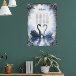 Två hjärtan, en spegling – Romantisk svanbröllop Poster