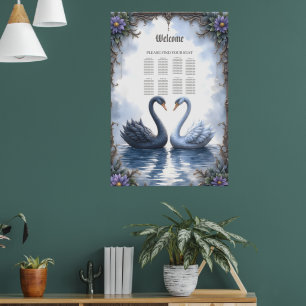 Två hjärtan, en spegling – Romantisk svanbröllop Poster