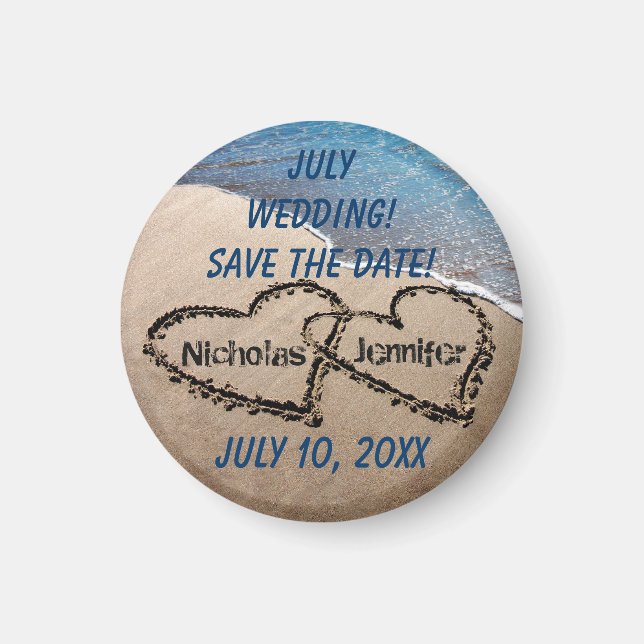 Två hjärtan i södra Spara datum magneter (Framsidan)