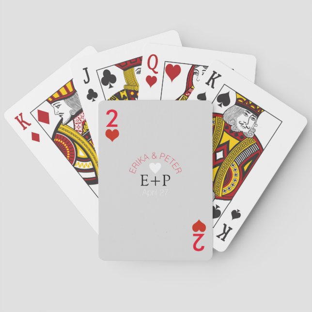 två hjärtan kärlek bröllop monogram kortlek (Baksidan)