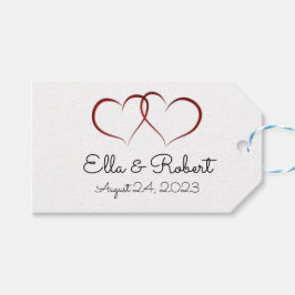 Två hjärtan - märkre med monogrammerad gåva presentetikett