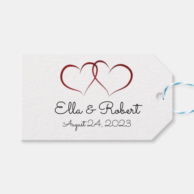 Två hjärtan - märkre med monogrammerad gåva presentetikett (Framsidan (Horisontell))