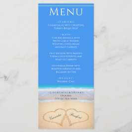 Två hjärtan på Beach Wedding Bright Menu Meny