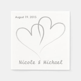 Två hjärtan sammanflätade Bröllop Pappra Napkins. Pappersservett