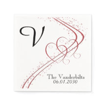 Två hjärtan som en Bröllop Napkin