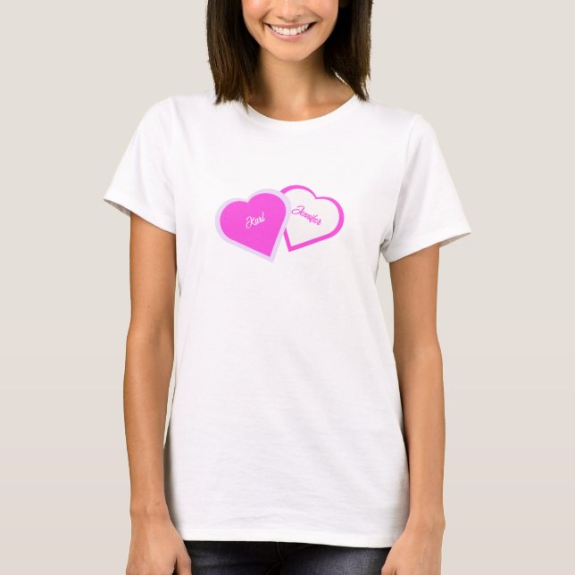 Två hjärtan som en kvinnlig vit t-shirt (Framsida)