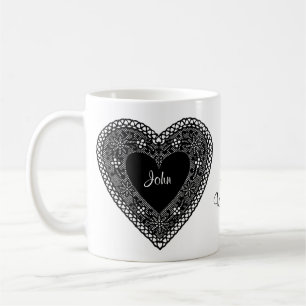 Två hjärtan-två Namn är min Alla hjärtans Kaffemugg