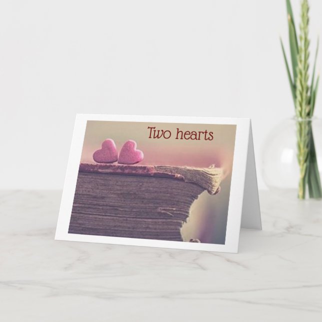 TVÅ HJÄRTAR, DIN, MINA **LYCKLIG ANNIVERSARY** KORT (Framsida)