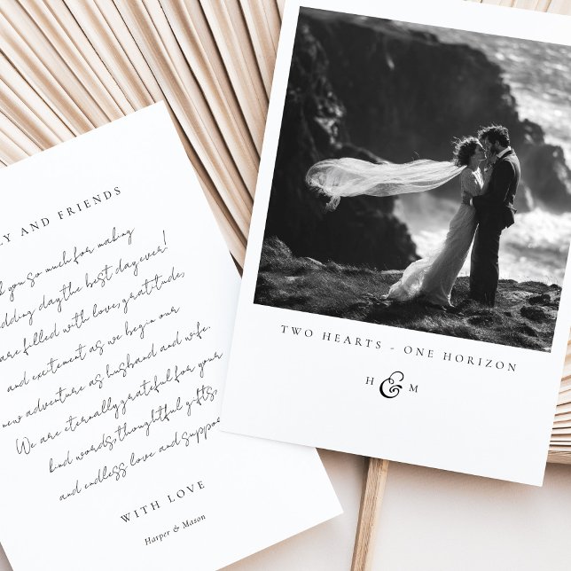 "TVÅ HJÄRTAR - ETT HORISONT" Fototackkort Inbjudningar (Skapare uppladdad)