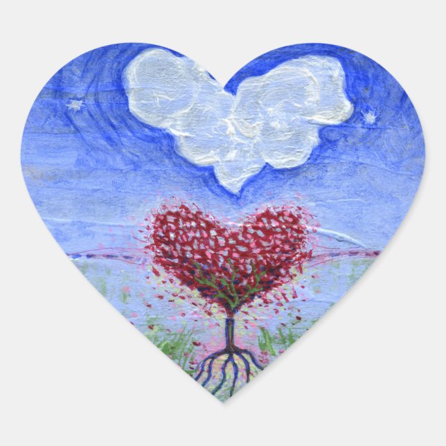 Två hjärtekonst hjärtformat klistermärke (Framsida)